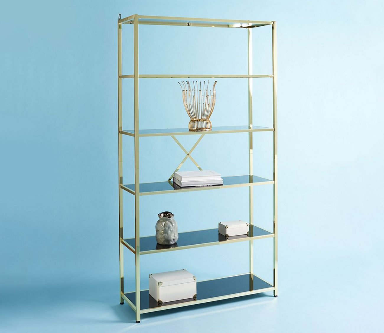 Shawn 5-Shelf Gold Metal Bookcase