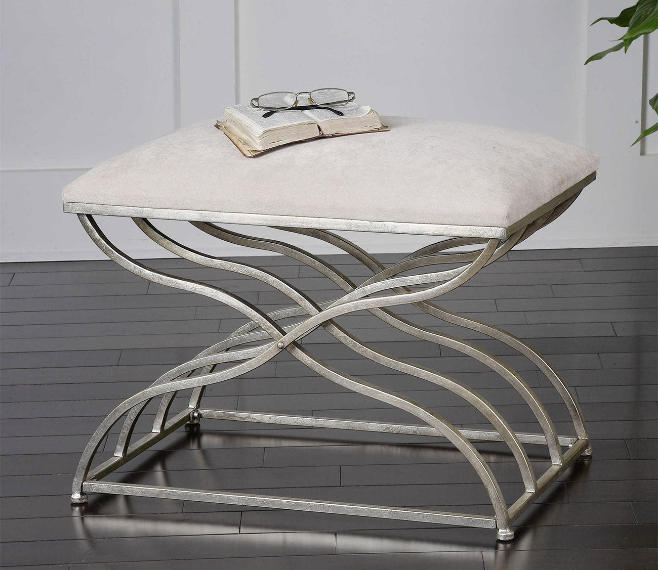 Shea Satin Nickel Bench by Uttermost
