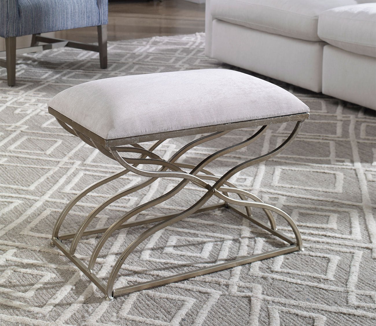 Shea Satin Nickel Bench by Uttermost