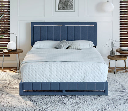 Shiloh Linen Fabric Upholstered Platform Bed by Arkotec
