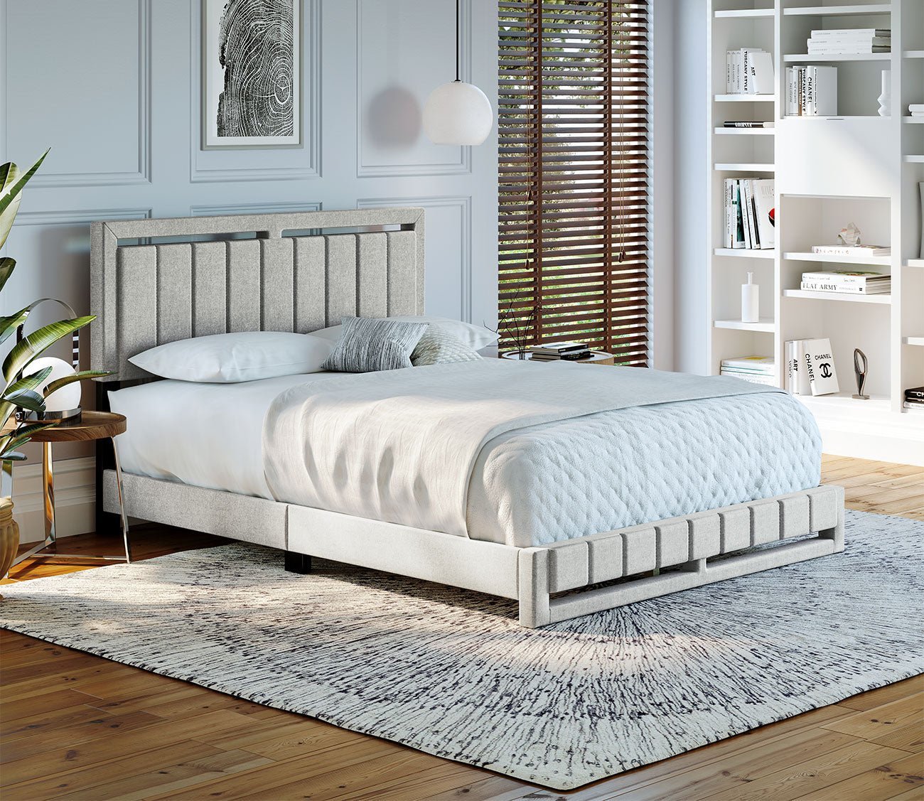 Shiloh Linen Fabric Upholstered Platform Bed by Arkotec