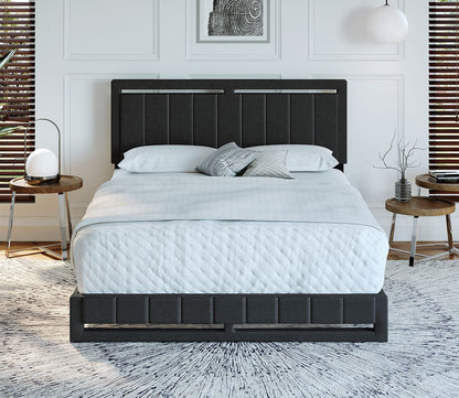 Shiloh Linen Fabric Upholstered Platform Bed by Arkotec