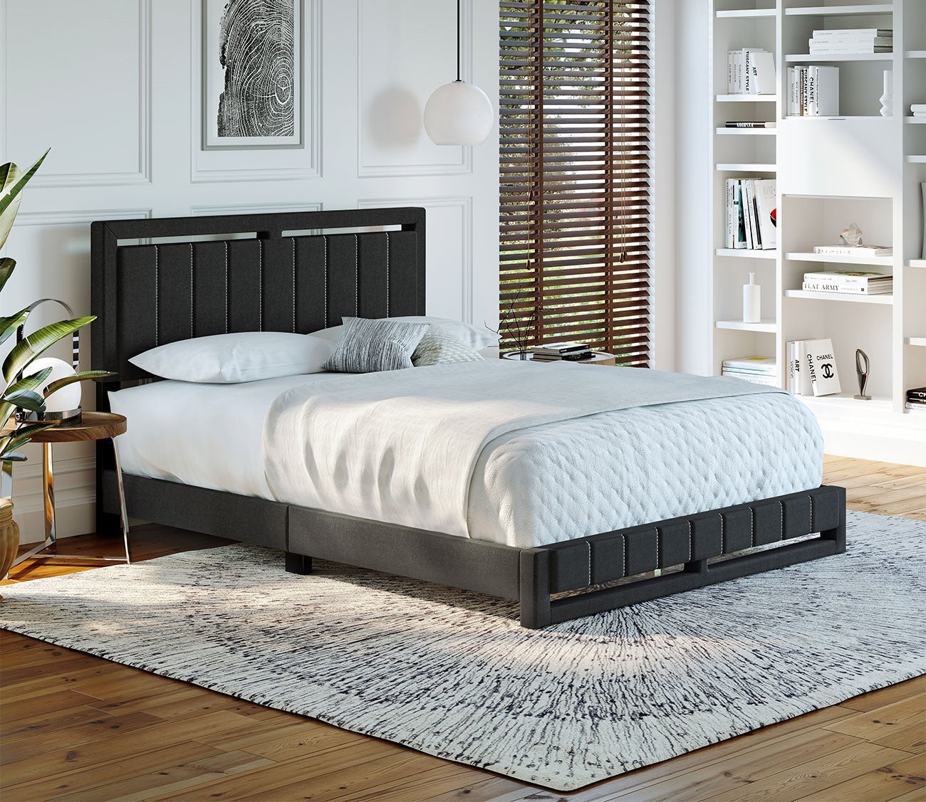 Shiloh Linen Fabric Upholstered Platform Bed by Arkotec