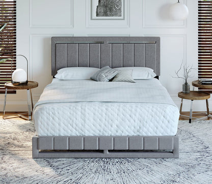 Shiloh Linen Fabric Upholstered Platform Bed by Arkotec