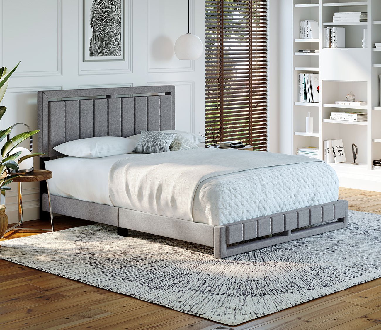 Shiloh Linen Fabric Upholstered Platform Bed by Arkotec
