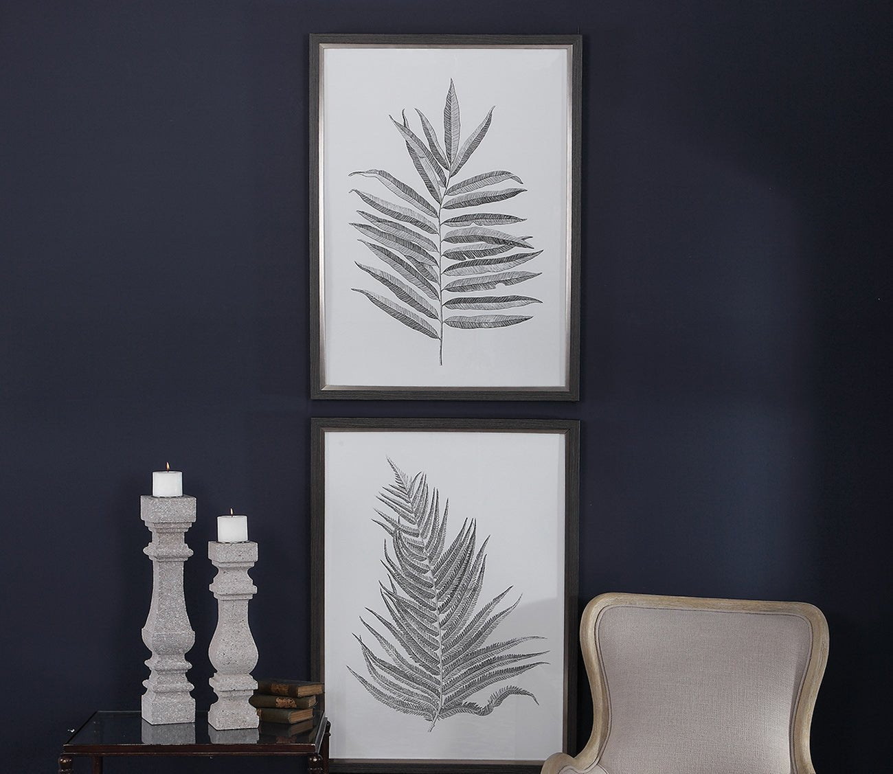 Silver Ferns Framed Prints Set of 2