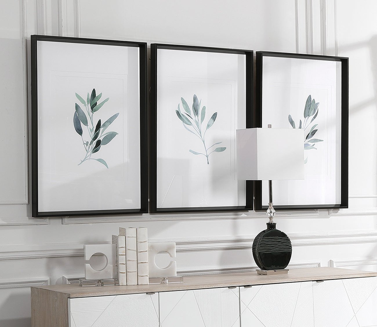 Simple Sage Framed Prints Set of 3 by Uttermost