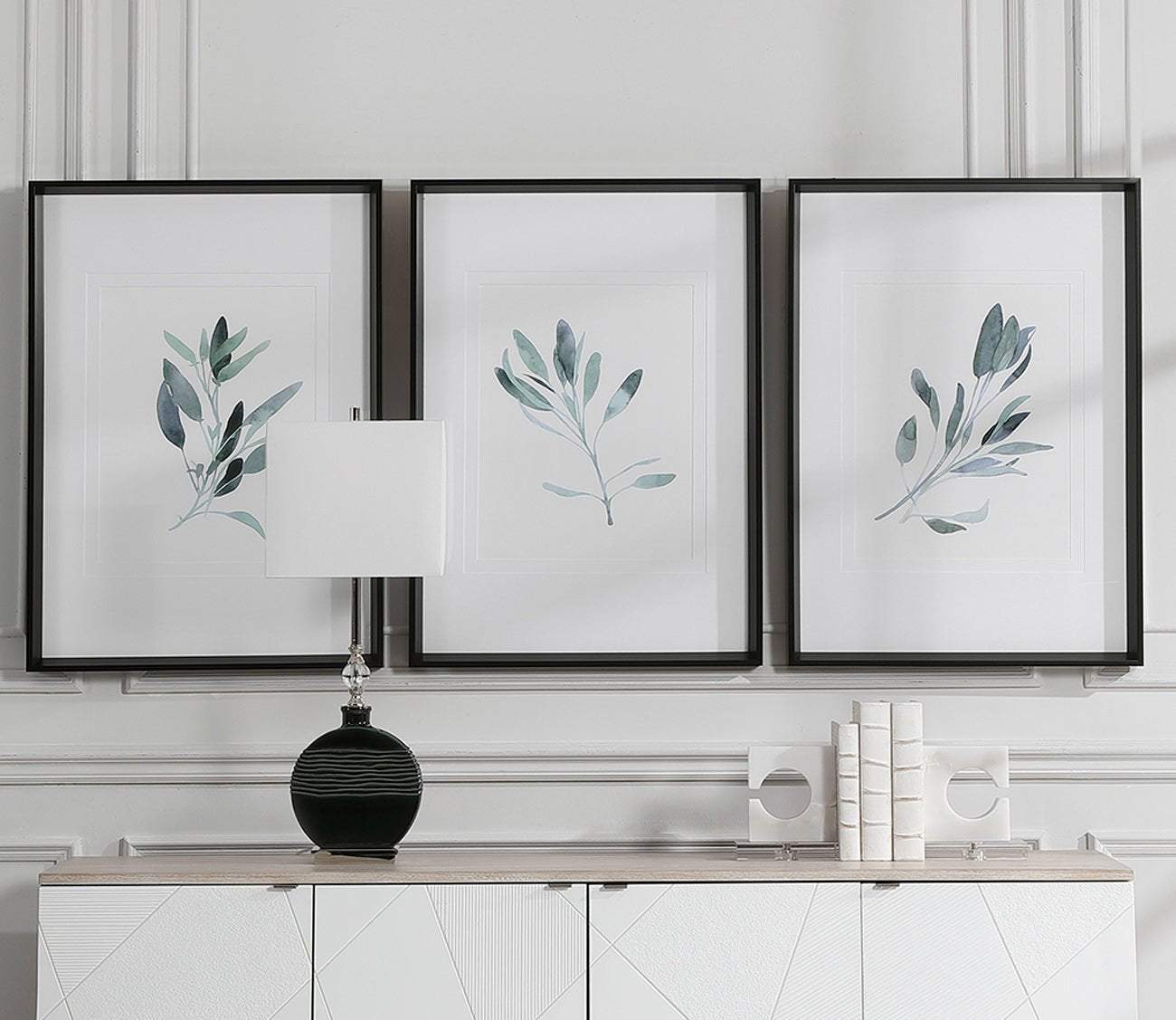Simple Sage Framed Prints Set of 3