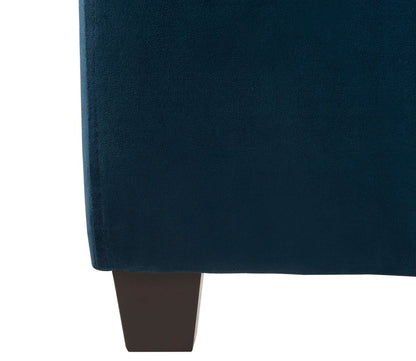 Solania Tufted Navy Velvet Upholstered Bed by Safavieh