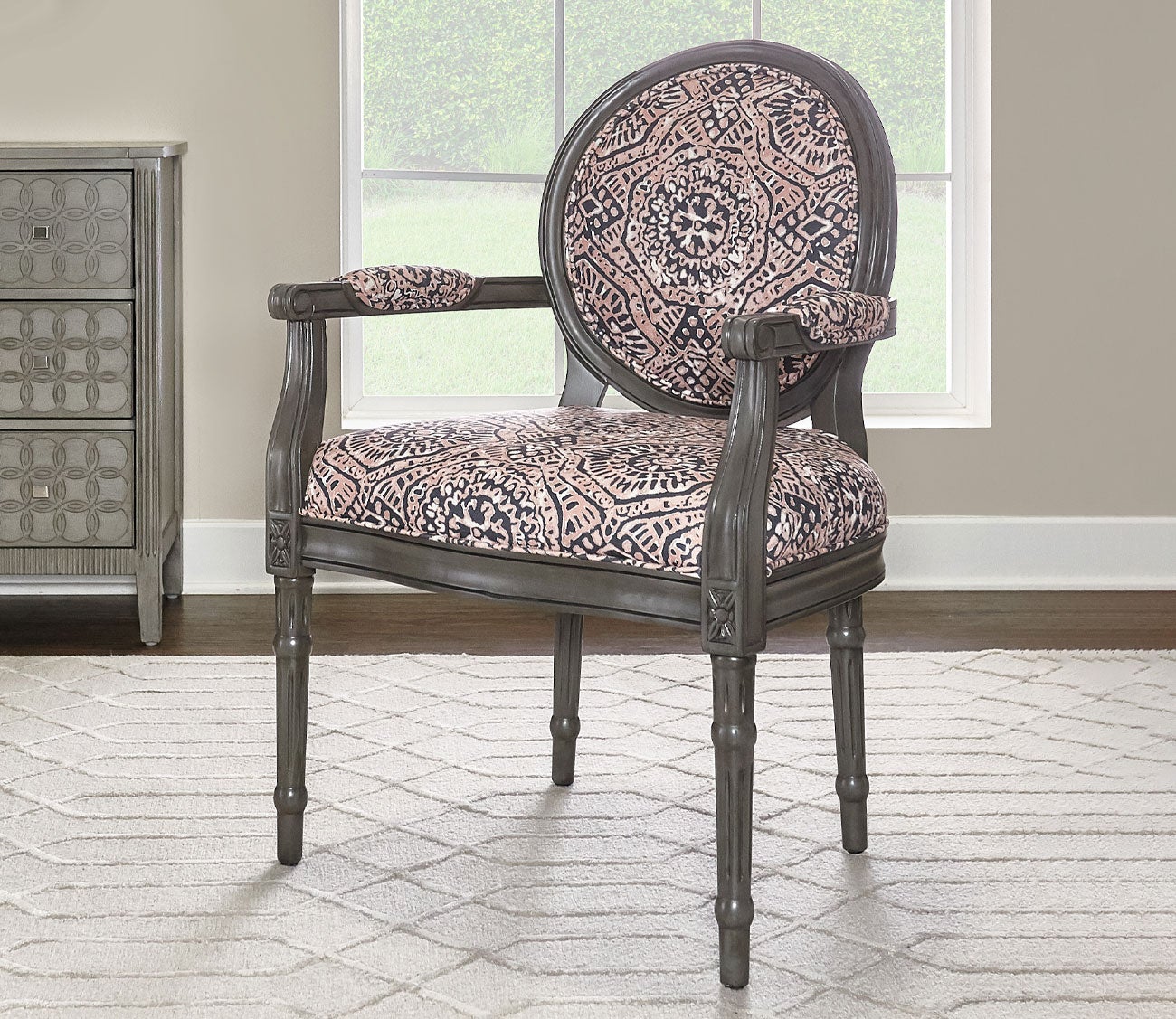Sonya Upholstered Gray Wood Accent Chair