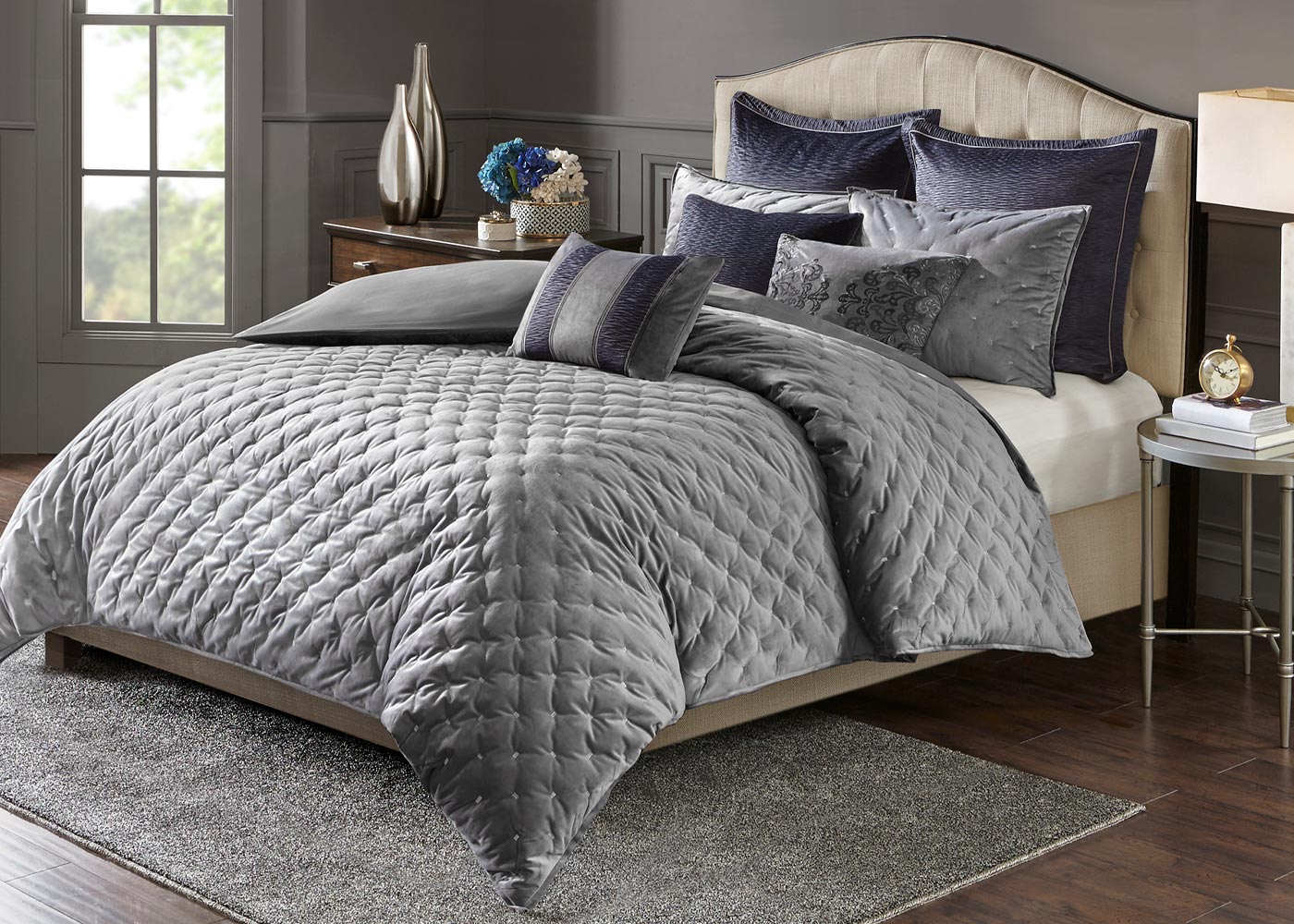 Sophisticate Quilted Velvet 9-Piece Comforter Set