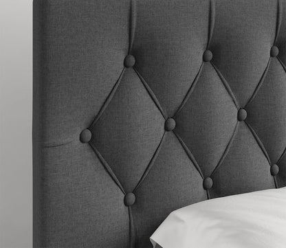 Sorrento Tufted Linen Fabric Platform Storage Bed by Arkotec