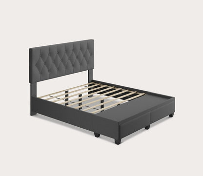 Sorrento Tufted Linen Fabric Platform Storage Bed by Arkotec