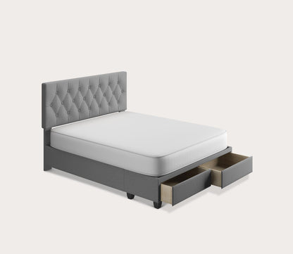 Sorrento Tufted Linen Fabric Platform Storage Bed by Arkotec