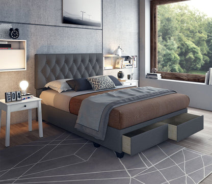 Sorrento Tufted Linen Fabric Platform Storage Bed by Arkotec