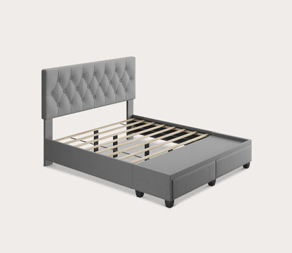 Sorrento Tufted Linen Fabric Platform Storage Bed by Arkotec