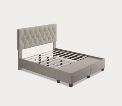 Sorrento Tufted Linen Fabric Platform Storage Bed by Arkotec