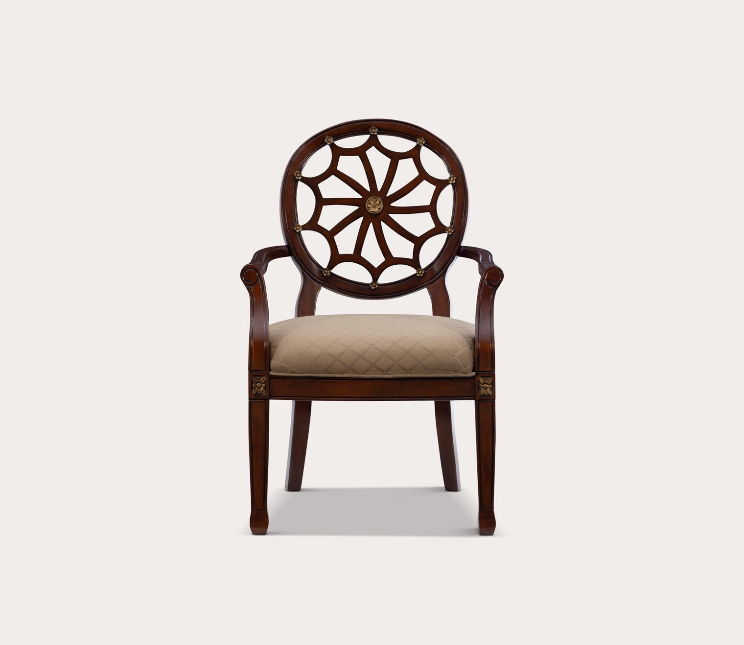 Spider Web Back Brown Wood Accent Chair by Powell