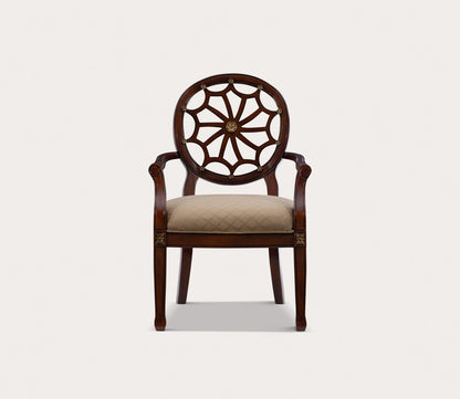 Spider Web Back Brown Wood Accent Chair by Powell