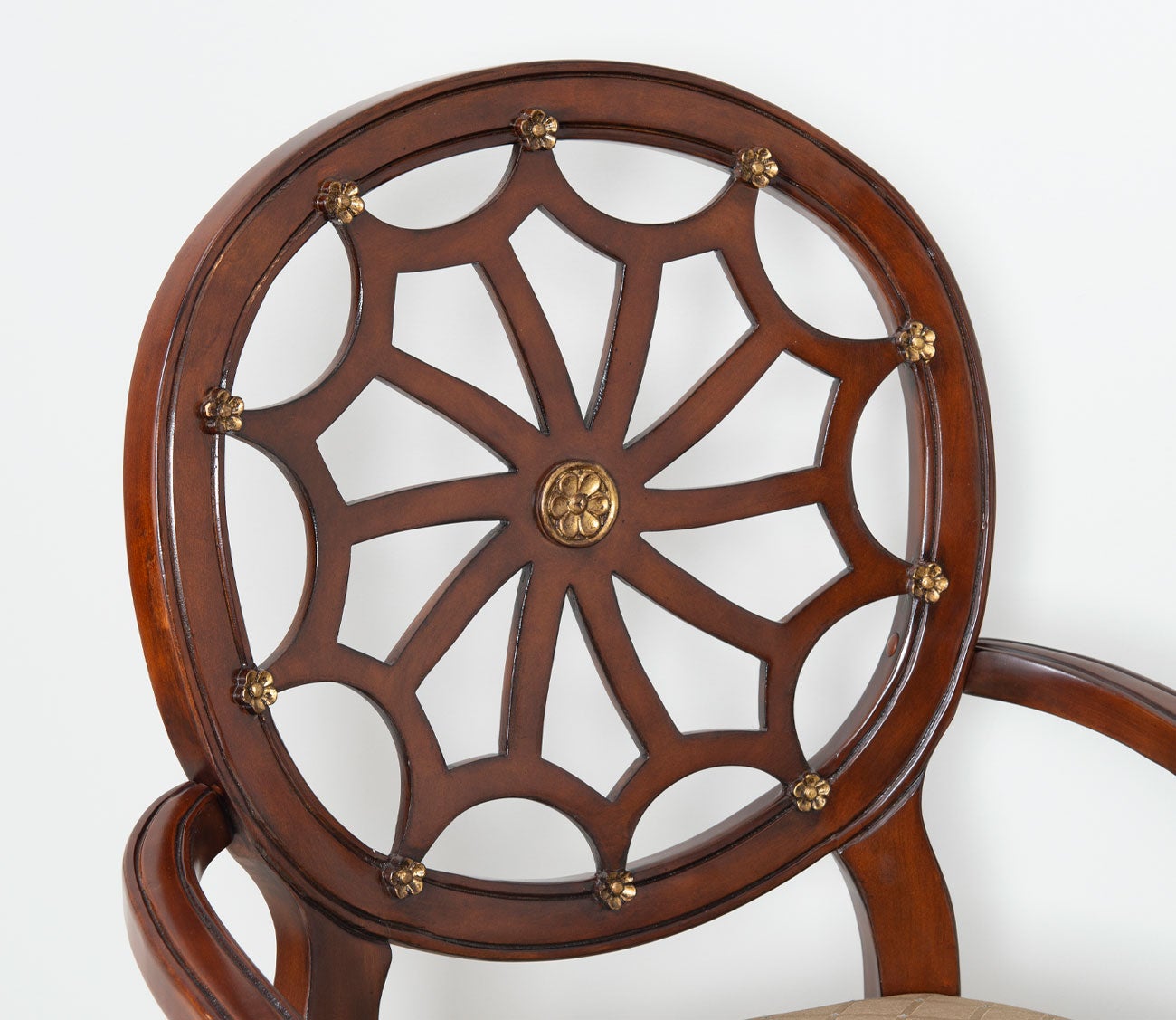 Spider Web Back Brown Wood Accent Chair by Powell