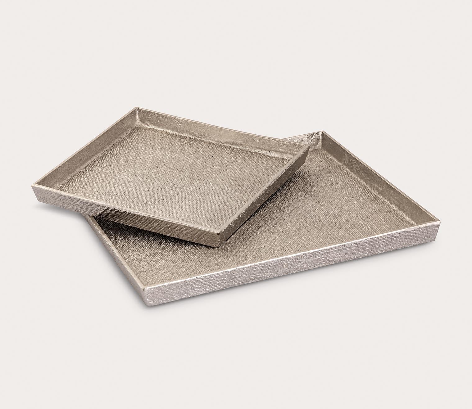 Square Linen Texture Tray Set of 2