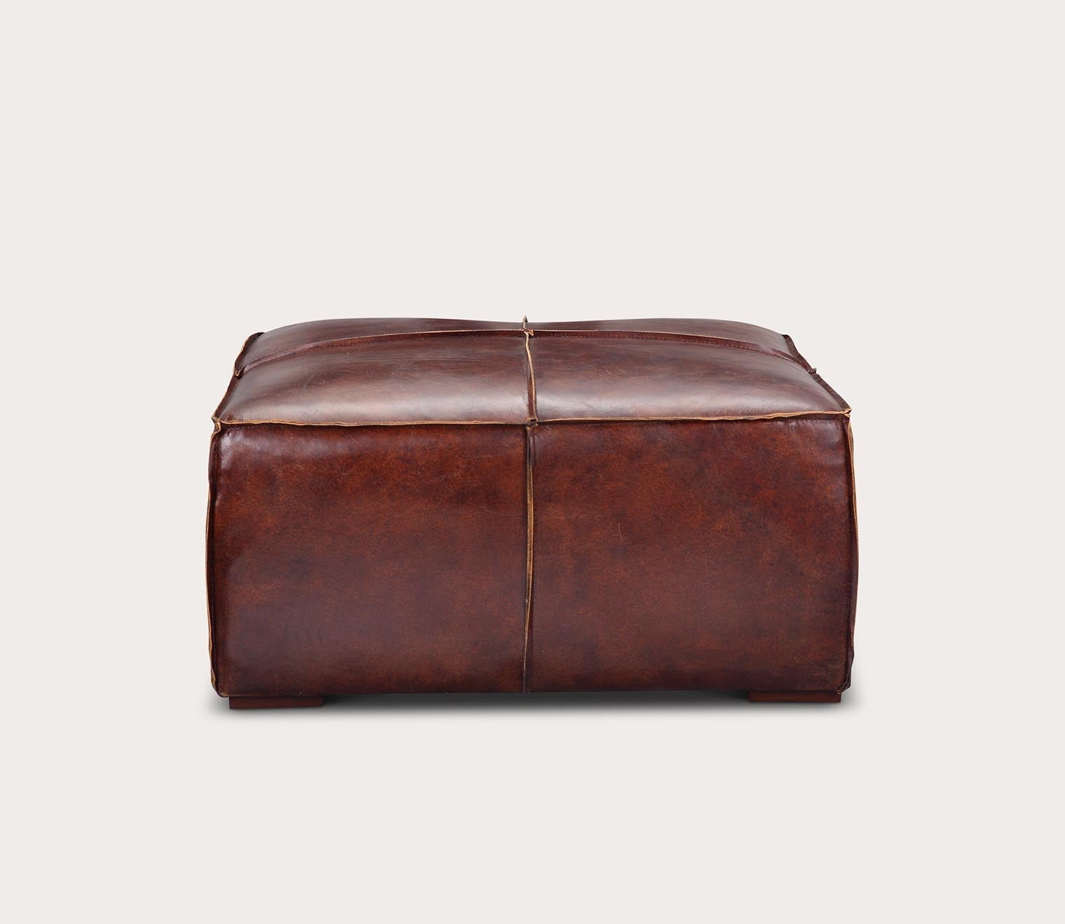 Stamford Brown Top-Grain Leather Ottoman
