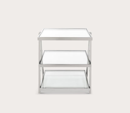 Sterling 3-Tier Glass Top Chrome End Table by Safavieh