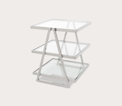 Sterling 3-Tier Glass Top Chrome End Table by Safavieh