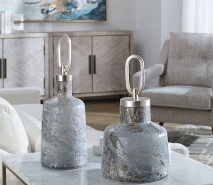Storm Art Glass Bottles Set of 2 by Uttermost