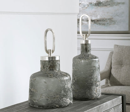 Storm Art Glass Bottles Set of 2 by Uttermost