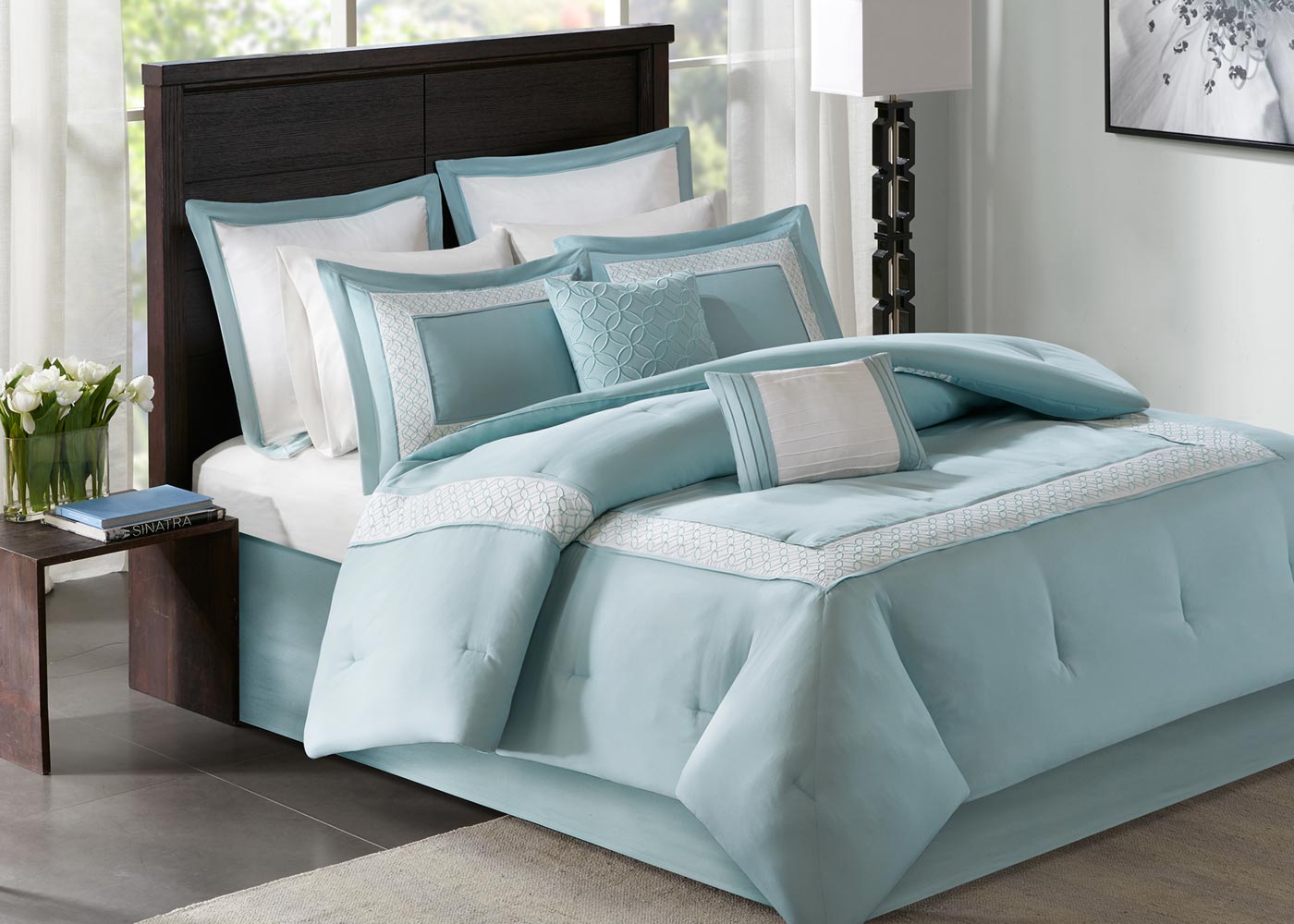 Stratford Embroidered Microfiber 8-Piece Comforter Set