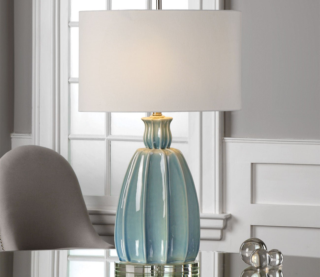 Suzanette Sky Blue Ceramic Lamp