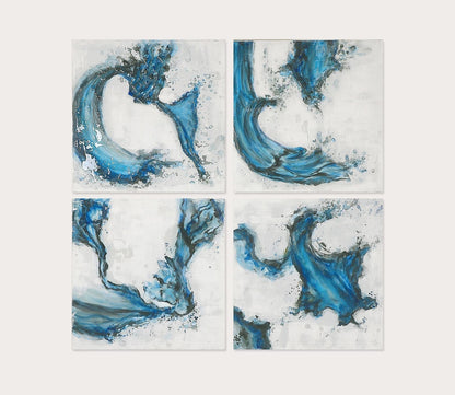 Swirls In Blue Hand Painted Canvas Set of 4 by Uttermost