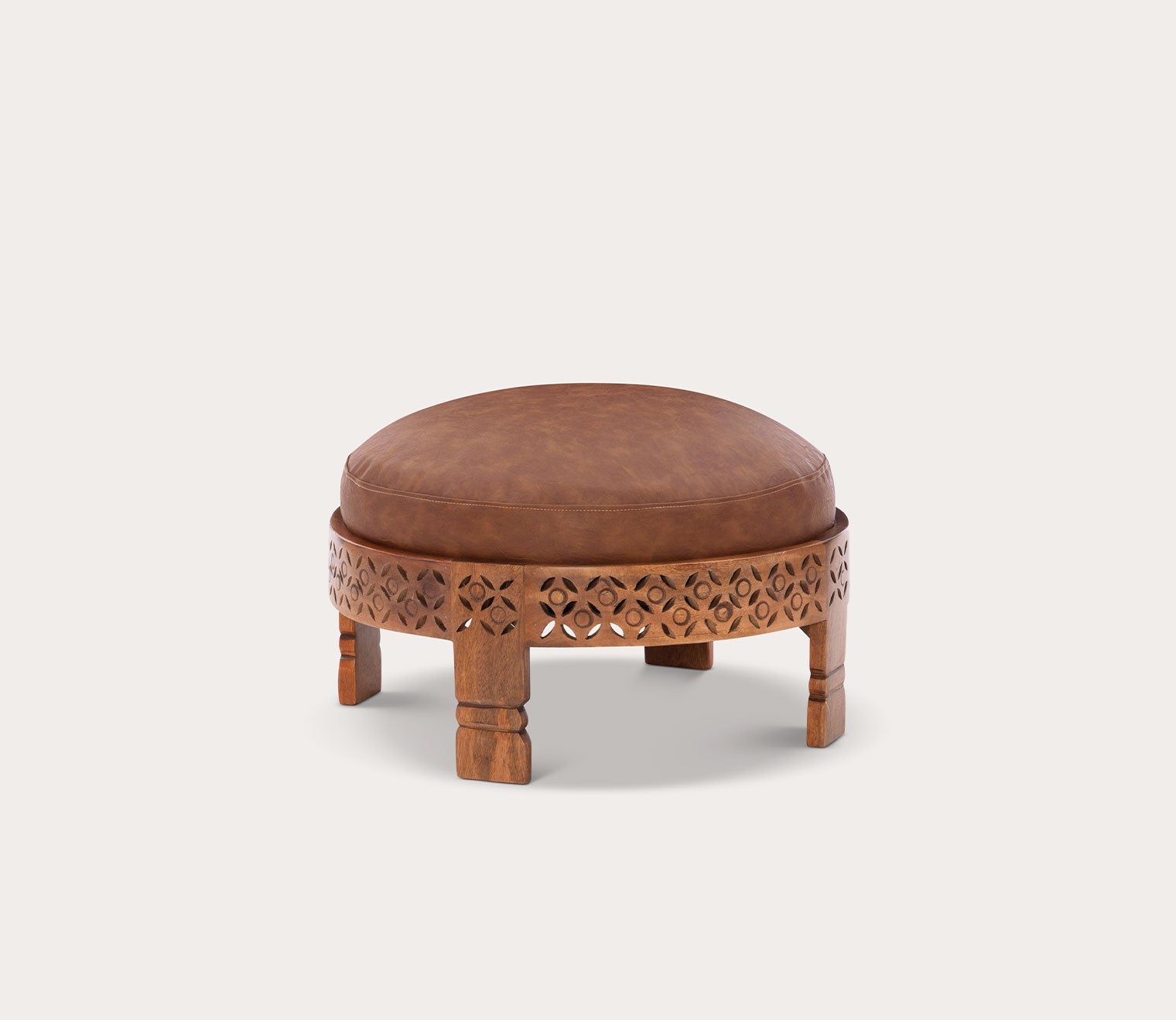 Taini Round Upholstered Wood Ottoman by Powell