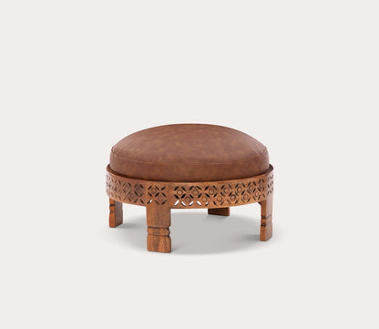 Taini Round Upholstered Wood Ottoman by Powell