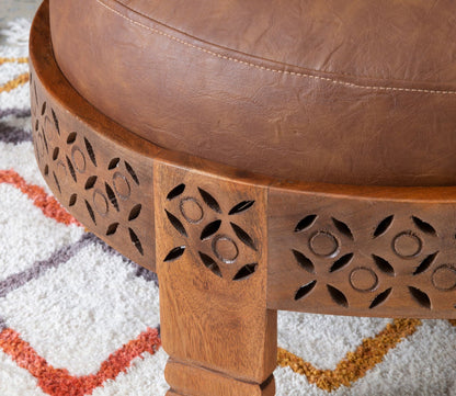 Taini Round Upholstered Wood Ottoman by Powell