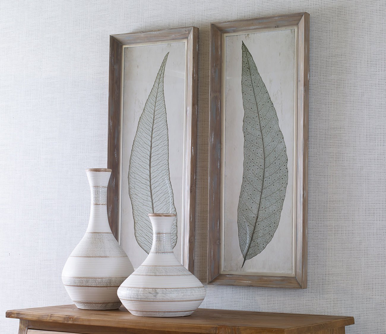 Tall Leaves Framed Prints Set of 2