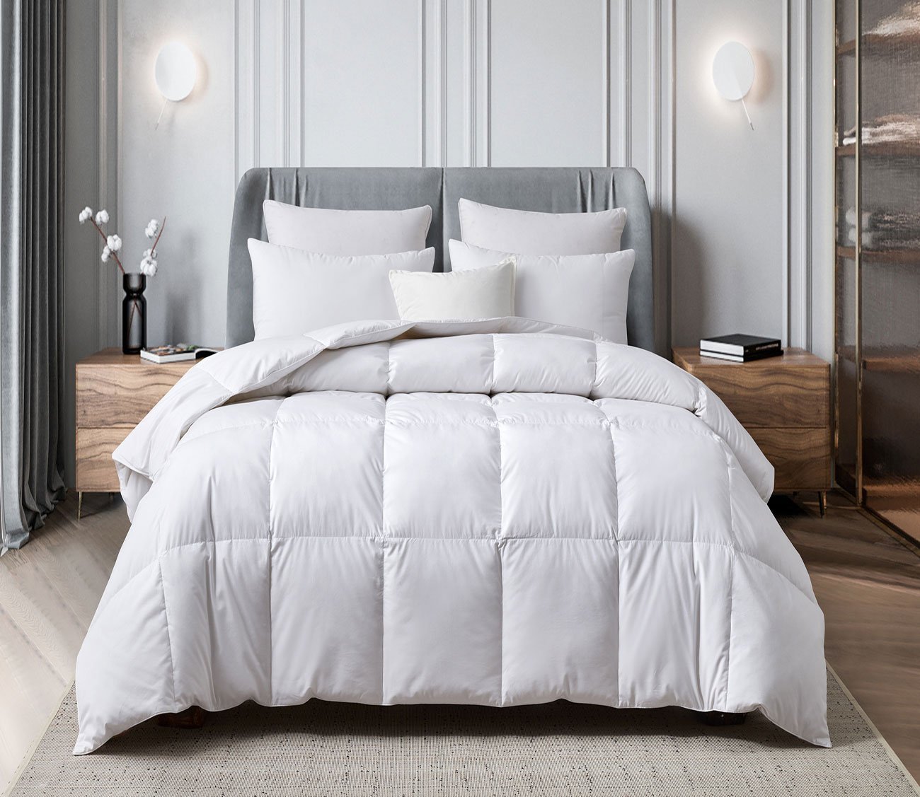 Tencel Cotton Blend All Season Goose Feather and Down Fiber Comforter