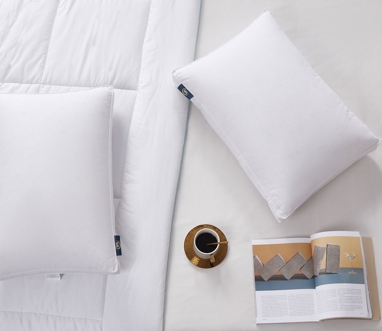 Tencel Cotton Blend Gusseted Firm European Down Pillow by Serta