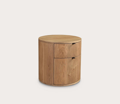 Theo Solid Oak Wood Round 2-Drawer Nightstand by Moe's Furniture
