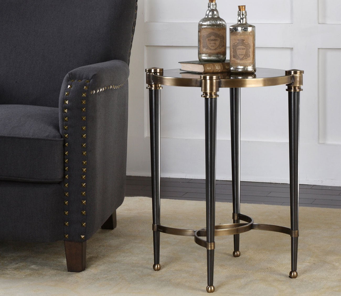 Thora Brushed Black Accent Table