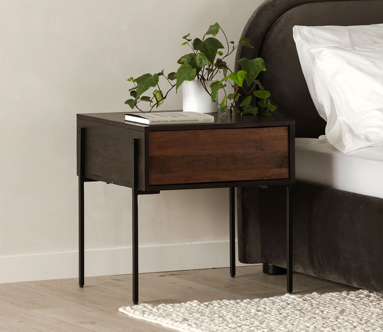Tobin Mango Wood 1-Drawer Side Table