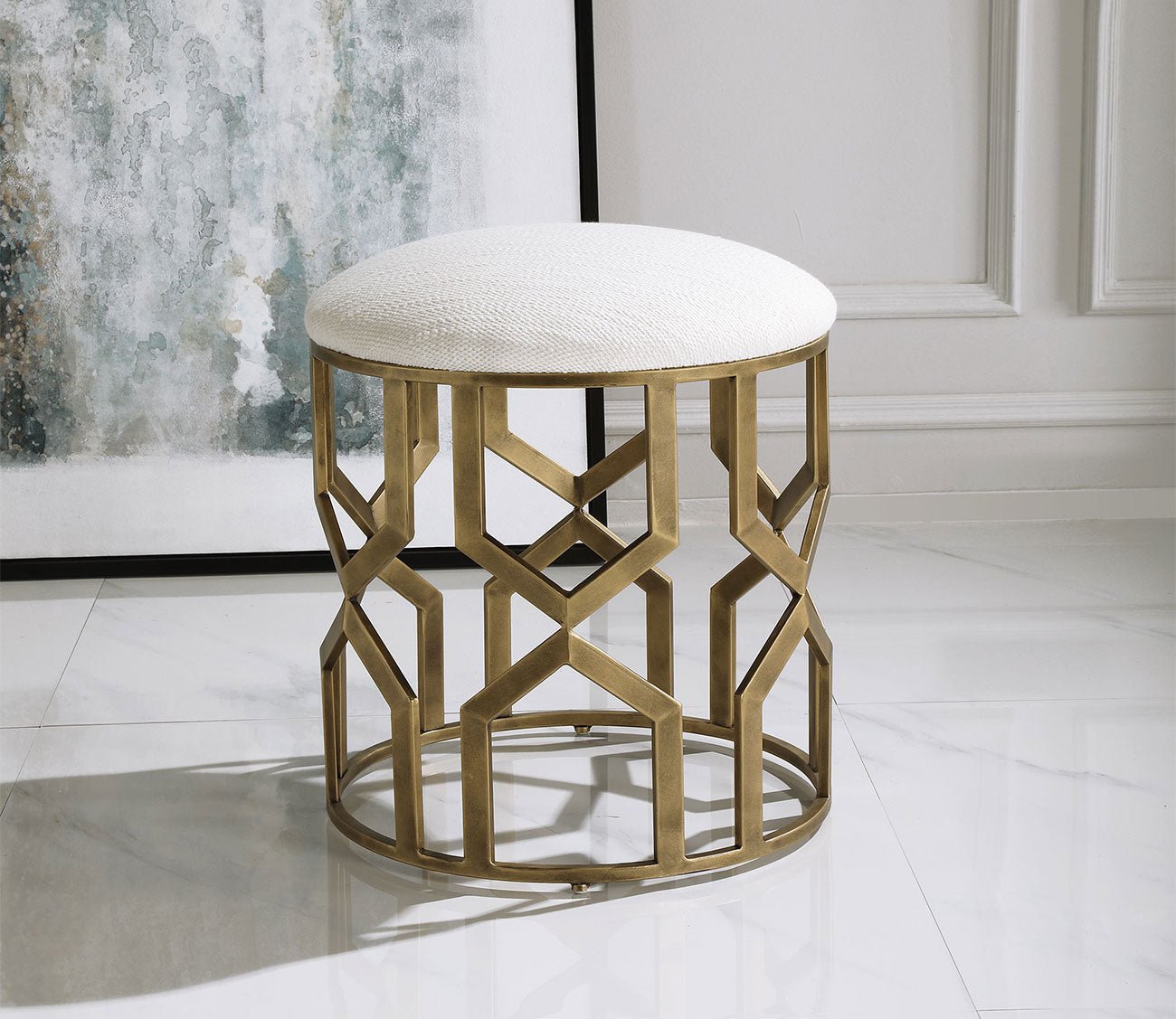 Trellis Geometric Accent Stool by Uttermost