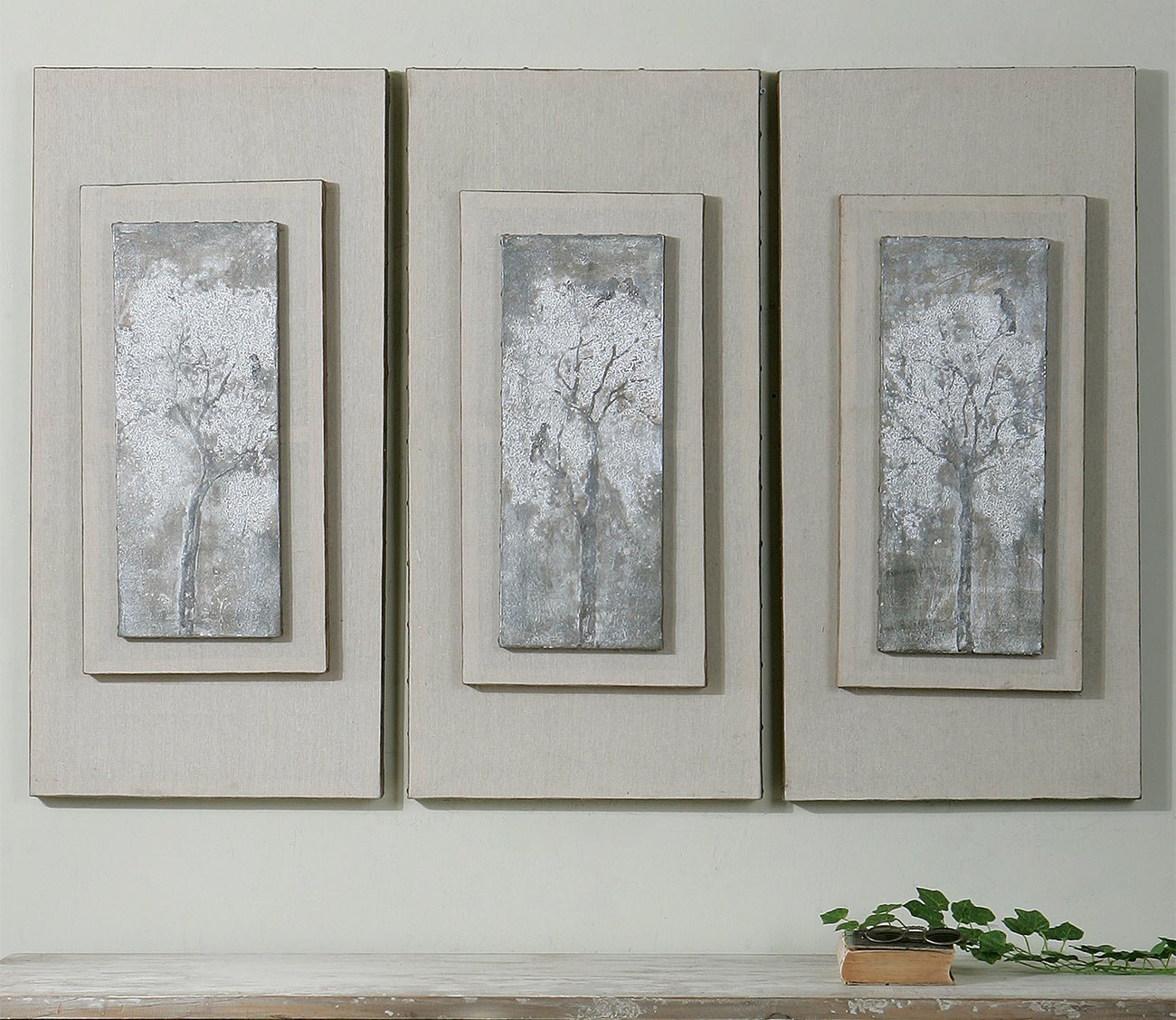 Triptych Trees Hand Painted Canvas Set of 3