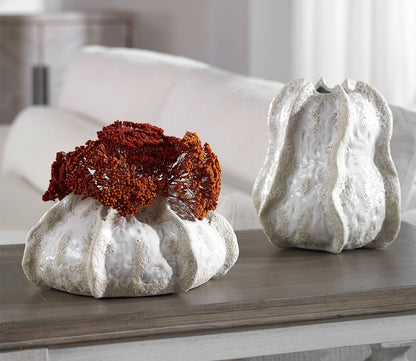 Urchin Textured Ivory Vases Set of 2 by Uttermost