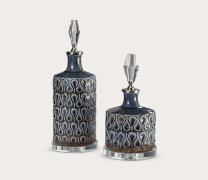 Varuna Cobalt Blue Bottles Set of 2 by Uttermost
