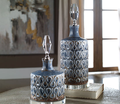 Varuna Cobalt Blue Bottles Set of 2 by Uttermost