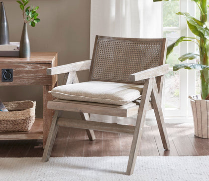 Ventura Cane Back Wood Accent Chair by INK + IVY