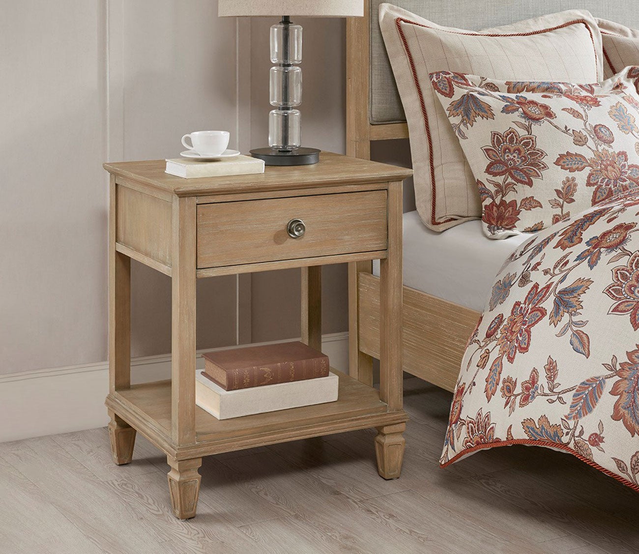 Victoria Wood 1-Drawer Bedside Table
