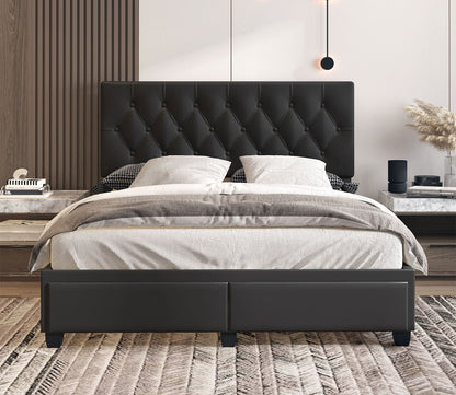 Victory Tufted Faux Leather Platform Storage Bed by Arkotec